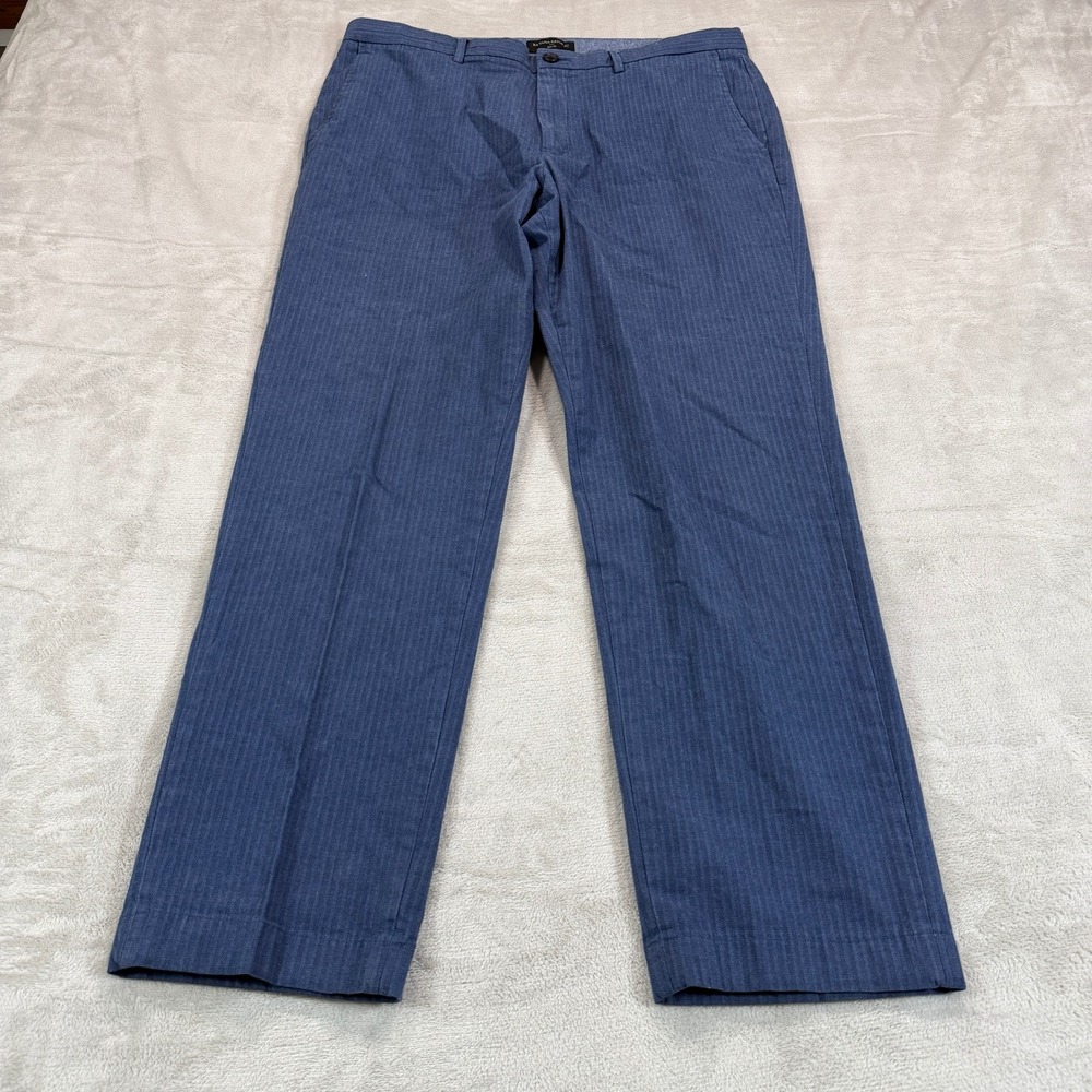 Banana Republic Mens 36x32 Slim Fit Blue Herringbone Stretch Chino Pants Casual